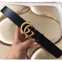 Hot Style Gucci 3.8cm Wide Leather Belt With gold gg buckle black 458967