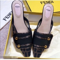 Most Popular Fendi FF Fabric Sabots Slippers F93601 Black 2019