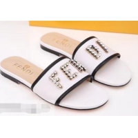 Cheapest Fendi Crystal FENDI Logo Slides F93717 White 2019