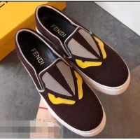 Cheapest Fendi Bag Bugs Eyes Slip-on Sneakers F94301 Coffee 2019