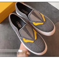 New Fashion Fendi Bag Bugs Eyes Slip-on Sneakers F94301 Gray 2019