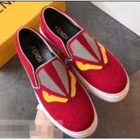 New Stylish Fendi Bag Bugs Eyes Slip-on Sneakers F94302 Red 2019