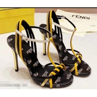 Buy Luxury Fendi FendiMania Logo Strappy Stiletto Sandals F94001 Black 2019