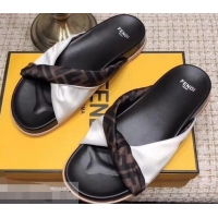 Best Quality Knockoffs Fendi FF Logo Twist Slides F95301 White 2019