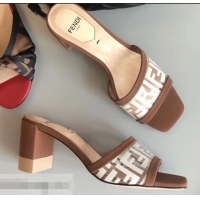 Shop Bulk Fendi All-Over FF Logo in PU Slides F95309 Brown 2019