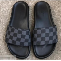 Imitation Louis Vuitton Waterfront Rubber Mules LV96727 Damier Graphite Canvas