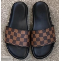 Perfect Discount Louis Vuitton Waterfront Rubber Mules LV96727 Damier Ebene Canvas