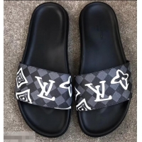 Best Price Louis Vuitton Waterfront Rubber Mules LV96727 Logo Print Black