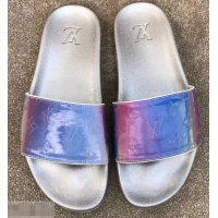 Buy Discount Louis Vuitton Waterfront Rubber Mules Mules LV96727 Monogram Iridescent Blue