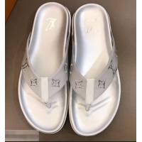 Hot Style Louis Vuitton Monogram Rubber Thong Sandals LV96743 Silver 2019