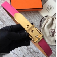 Trendy Design Hermes Square Buckle Leather Belt 619016 Fuchsia/Gold