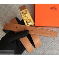 Perfect Hermes Width 2.5cm Collier De Chien Buckle Belt Brown/Gold 619018