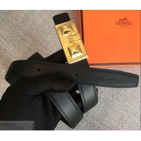 Expensive Hermes Width 2.5cm Collier De Chien Buckle Belt 619018 Black/Gold