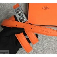 Famous Hermes Width 2.5cm Collier De Chien Buckle Belt 619018 Orange/Silver