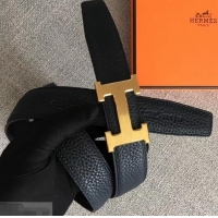 Promotional Hermes Width 3.2cm Reversible Leather Constance H Buckle Belt 619021 Navy Blue/Gold