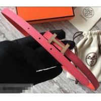 Best Grade Hermes Width 1.3cm Reversible Leather Constance H Buckle Belt 619023 Pink/Pink Gold