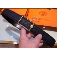 Low Price Hermes Width 3.2cm Oscar Buckle Reversible Leather Belt 619025 Black/Gold