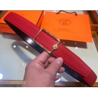 Classic Design Hermes Width 3.2cm Oscar Buckle Reversible Leather Belt 619025 Red/Gold