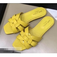 Specials Saint Laurent Slide Sandal In Patent Leather With Intertwining Straps Y83716 Yellow