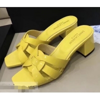 Discount Saint Laurent Heel Slide Sandal In Patent Leather With Intertwining Straps Y83718 Yellow