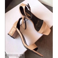 Cheapest Good Taste Saint Laurent Heel 6.5cm Patent Leather Sandals Y83410 Apricot