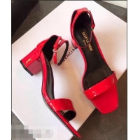 Buy Low Price Good Taste Saint Laurent Heel 6.5cm Patent Leather Sandals Y83410 Red