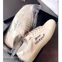 Grade Super Saint Laurent Court SL06 Sneakers Embroidered with Saint Laurent Y86714 White Worn Look