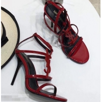 Pretty Style Saint Laurent Heel 10.5cm Cassandra Sandals Y91403 Patent Red With YSL Logo 2019