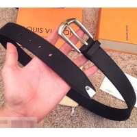 Popular Louis Vuitton Width 3.5cm Smooth Calfskin Square Buckle Belt 621014 Black/Silver