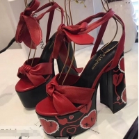 High Quality Saint Laurent Paige Platform Sandals Y96303 Red/Heart 2019