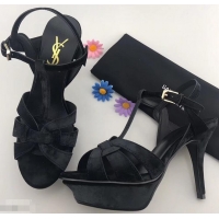 Top Quality Saint Laurent Tribute Sandals Y96401 Velvet Black