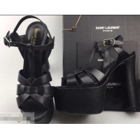 Specials Saint Laurent Heel 13.5cm Platform 5.5cm Tribute Sandals In Smooth Leather Y96416 Black