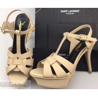 Top Quality Saint Laurent Tribute Sandals Y96427 Satin Beige