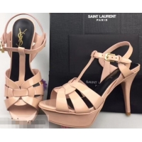 Hot Sell Saint Laurent Tribute Sandals In Patent Leather Y96433 Nude Pink