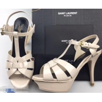 Spot Bulk Saint Laurent Tribute Sandals In Patent Leather Y96433 Creamy