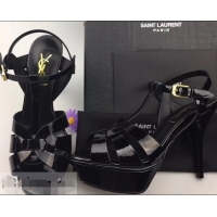 Hot Sell Saint Laurent Tribute Sandals In Patent Leather Y96433 Black