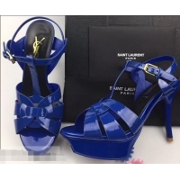 Best Price Saint Laurent Tribute Sandals In Patent Leather Y96433 Blue