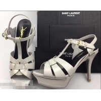 Discount Saint Laurent Tribute Sandals In Patent Leather Y96433 Light Gray