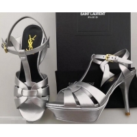 Reproduction Saint Laurent Tribute Sandals In Smooth Leather Y96451 Silver