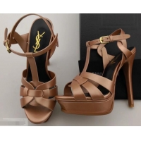 Hot Style Saint Laurent Tribute Sandals In Smooth Leather Y96451 Pink Gold