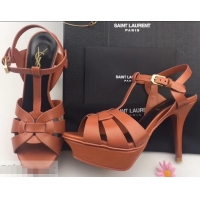 Good Taste Saint Laurent Tribute Sandals In Smooth Leather Y96451 Brown