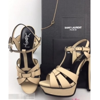 Well Crafted Saint Laurent Tribute Sandals In Smooth Leather Y96451 Edge Beige