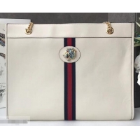 Top Grade Gucci Vintage Web Rajah Large Tote Bag 537219 Leather White 2019