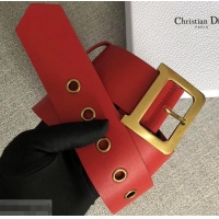 Classic Dior Width 5cm Diorquake Belt Red In Calfskin With D Buckle 931038