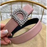 Classic Specials Dior Width 3cm Crystal D Buckle Belt 931038 Nude Pink