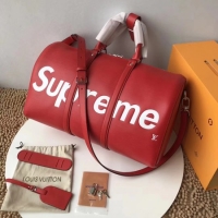 Hot Sell Louis Vuitton Original Epi Leather SUPREME Keepall 45CM Strap M53419 Red