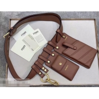 Best Product Fendi Multi-accessory Leather Belt Bag 931055 Brown 2019