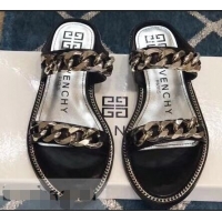 Grade Imitation Givenchy Double-Chain Jelly Flat Sandals G93803 Black 2019