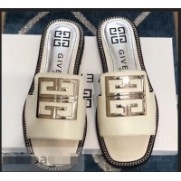 Unique Stylish Givenchy 4G Logo Chain Around Slides Flat Sandals G93807 White 2019