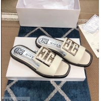 Unique Stylish Givenchy 4G Logo Chain Around Slides Flat Sandals G93807 White 2019